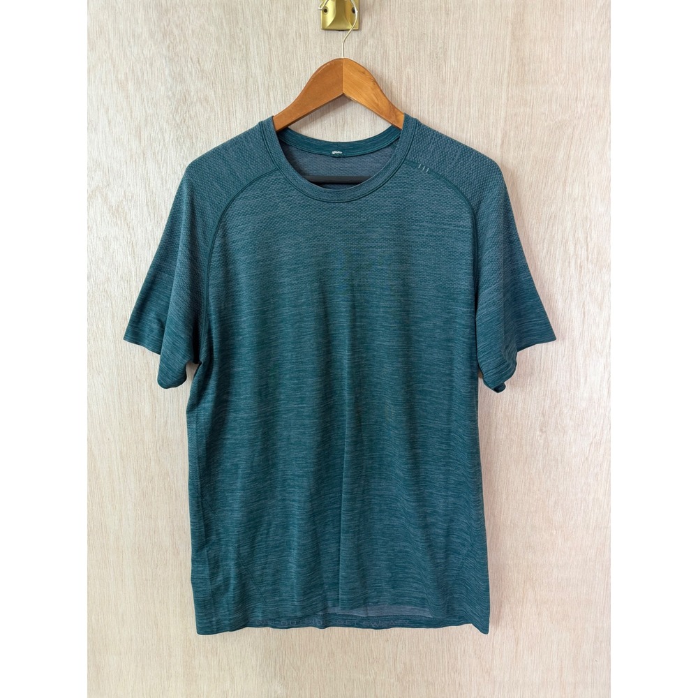 Lululemon Mens Metal Vent Tech Short Sleeve Shirt Teal Heathered Athletic Top L